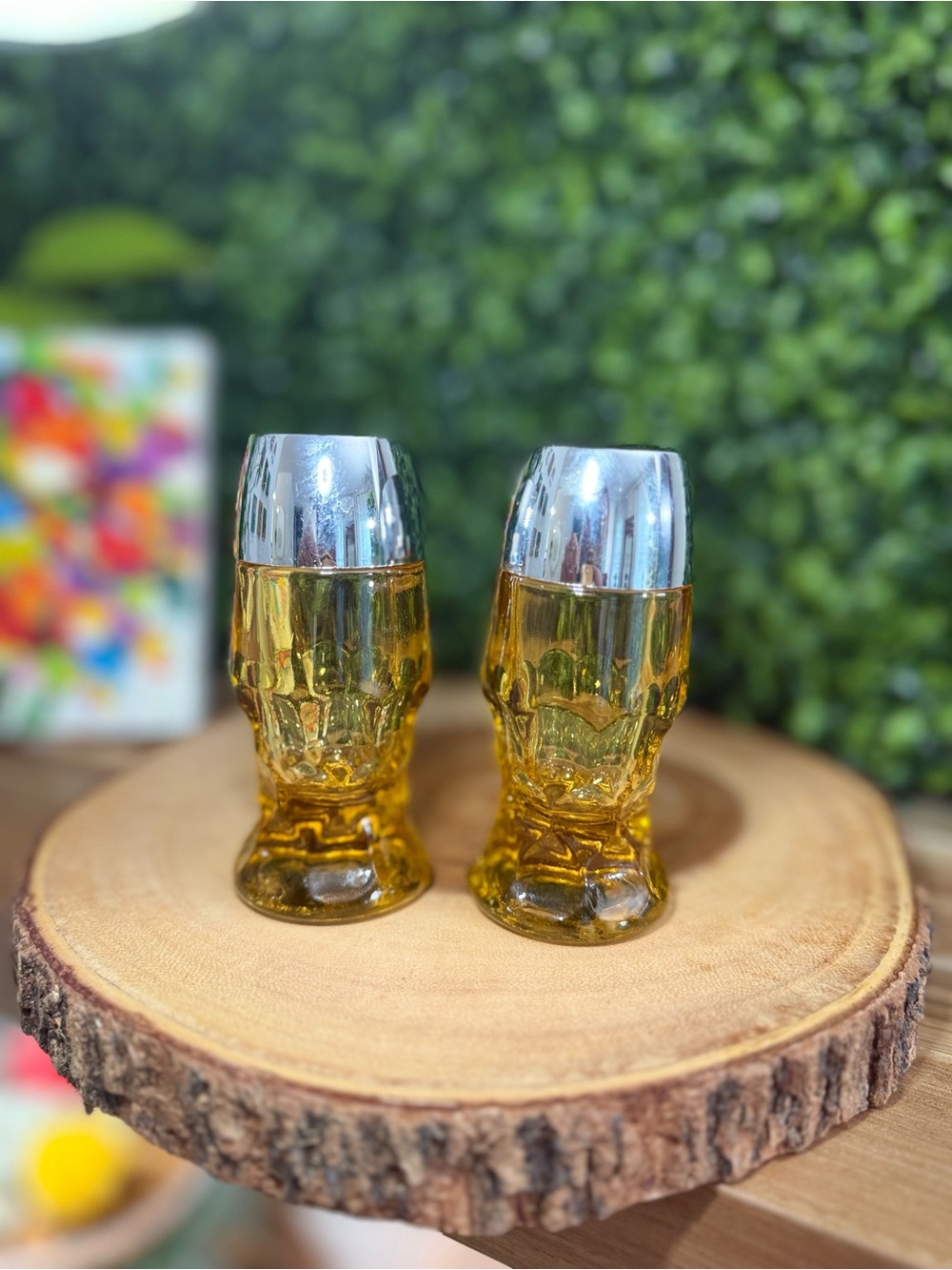 Anchor Hocking Georgian Amber Salt & Pepper Shakers